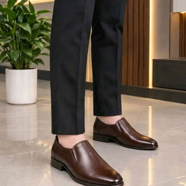 Genuine Leather Slip-On Formal Shoes – Brown