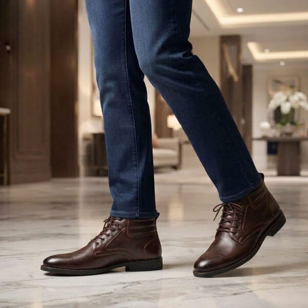 Leather Lace-Up Ankle Boots – Brown